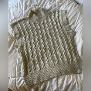 cupcakes & cashmere Cable Knit Turtleneck Sweater - Grey